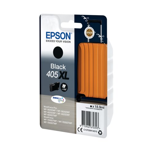 Epson 405XL Suitcase DURABrite Ultra Ink Cartridge High Yield Black C13T05H14010