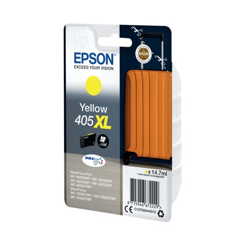 Epson 405XL Suitcase DURABrite Ultra Ink Cartridge High Yield Yellow C13T05H44010