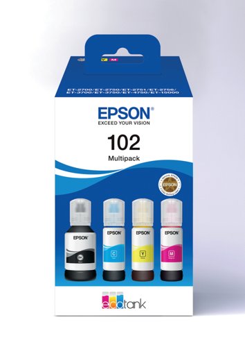 Epson 102 EcoTank Ink Bottle CMYK Multipack C13T03R640