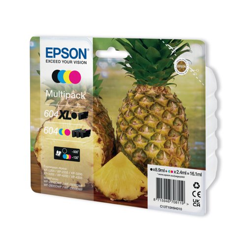 Epson 604XL/604 Pineapple Ink Cartridge High Yield CMYK Multipack C13T10H94010