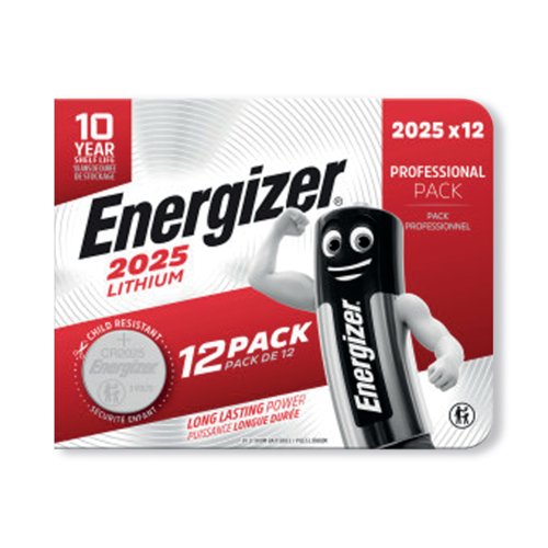 Energizer Lithium CR2025 Coin Cell Battery (Pack of 12) 7638900453843