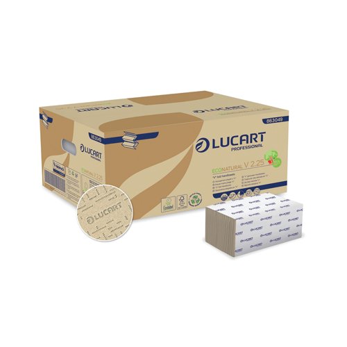 Lucart EcoNatural V-Fold Hand Towels 190 Sheets (Pack of 20) 864049