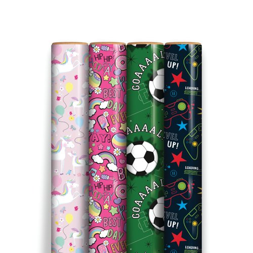 Kids Giftwrap Wrapping Paper 3m Assorted Pack of 49 37088-GWC