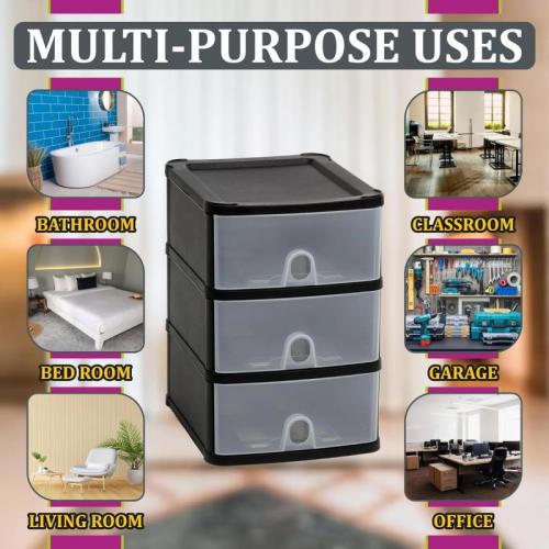 Fixtures Black Stackable 3 Drawer Tower