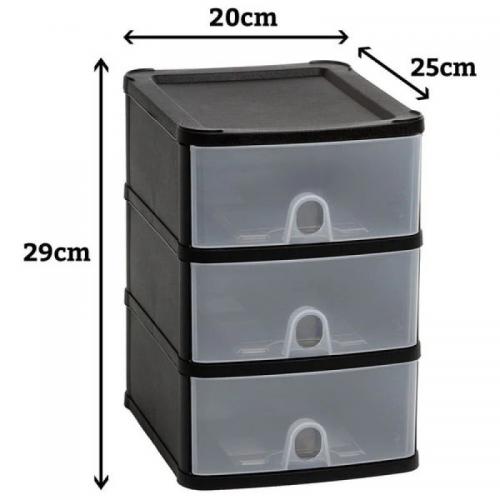 Fixtures Black Stackable 3 Drawer Tower
