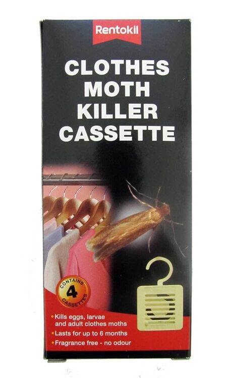 Rentokil Clothes Moth Killer Cassette | Hook in wardrobe | 4 Pack