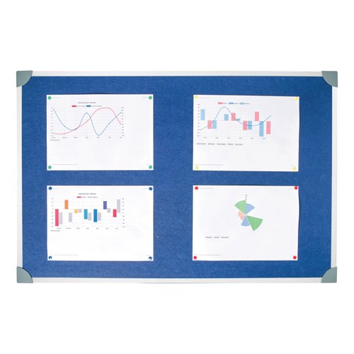 5 Star Felt Noticeboard with Wall Fixing Kit and Aluminium Trim 900x600mm Blue 171617