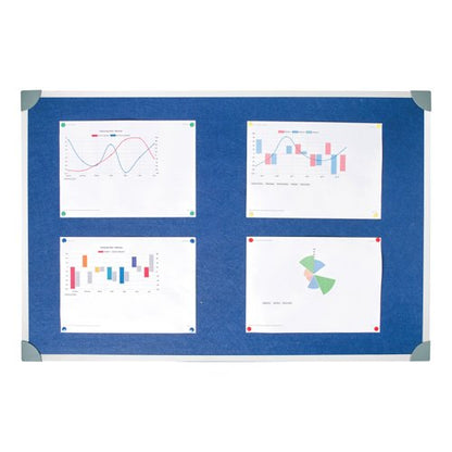 5 Star Felt Noticeboard with Wall Fixing Kit and Aluminium Trim 900x600mm Blue 171617