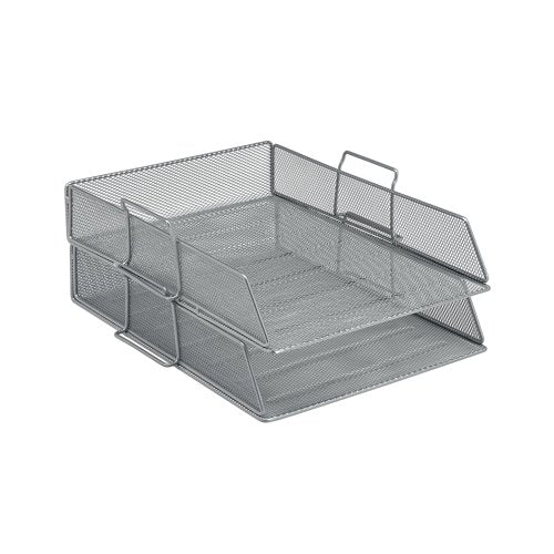 5 Star Mesh Letter Tray Scratch Resistant Stackable Front Load Portrait Foolscap Silver 287901