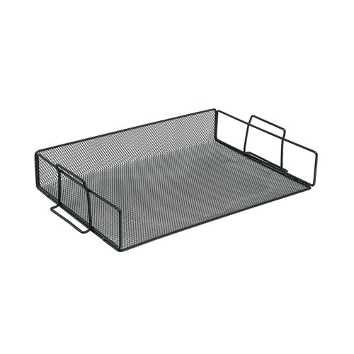 5 Star Mesh Letter Tray Scratch Resistant Stackable Side Load Landscape Foolscap Black 287918