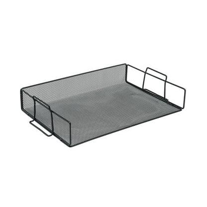 5 Star Mesh Letter Tray Scratch Resistant Stackable Side Load Landscape Foolscap Black 287918