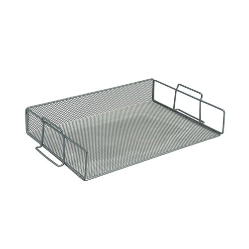 5 Star Mesh Letter Tray Scratch Resistant Stackable Side Load Landscape Foolscap Silver 287926