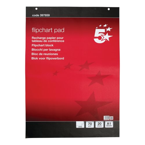 5 Star Meeting Flipchart Pad Perforated 20 Sheets A1 (Pack of 5) 397859