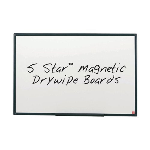 5 Star Magnetic Drywipe Board Steel Trim with Fixing Kit and Detachable Pen Tray 1200x900mm 424127
