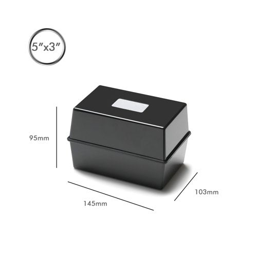 5 Star Card Index Box 5x3 Inch Black FS676901