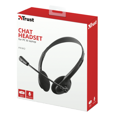 Trust Primo Chat Headset for PC and laptop (Remote inline volume control for speakers) 21665