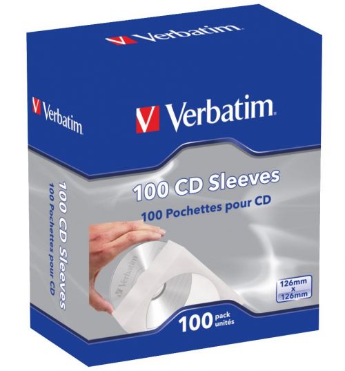 Verbatim CD/DVD Sleeves Paper (100 Pack) 49976