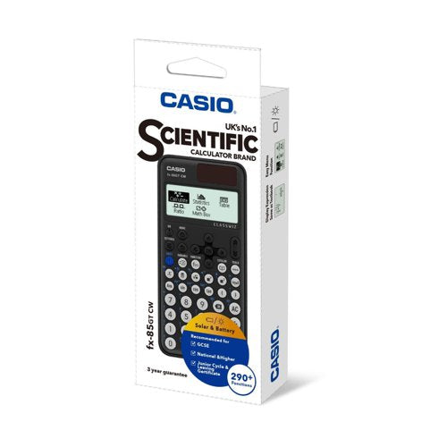 Casio ClassWiz Scientific Calculator Dual Powered Black FX-85GTCW-W-UT