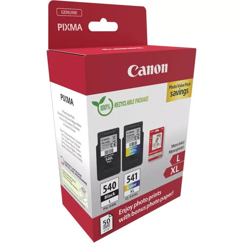 Canon PG-540L/CL-541XL Ink Cartridges K/CMY + 4 x 6 in Photo Paper Value Pack 5224B012