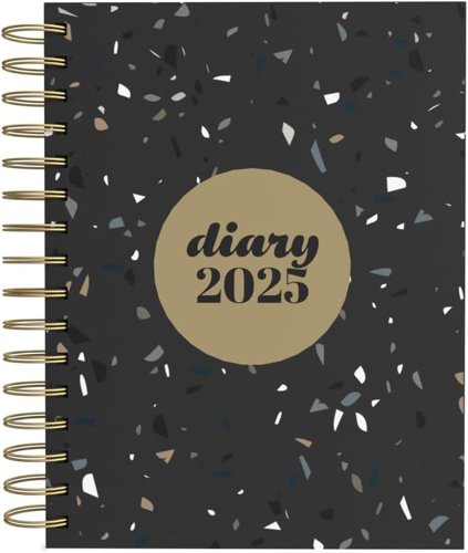 Collins Day To Page Diary Scandi Terrazzo Design A5 Black E-PW51.BLTZ-25