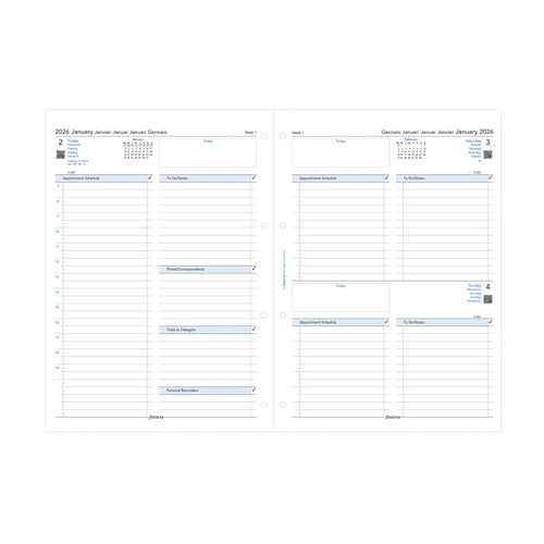 Filofax Refill Day Per Page 5 Language Appointment A4 2026 26-68719