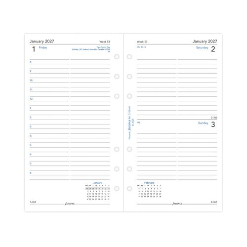 Filofax Refill Day Per Page Personal White 2027 27-68441