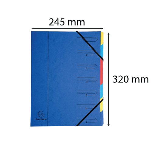Exacompta Europa 7-Part Organiser 400gsm Pressboard A4 Blue 5219Z