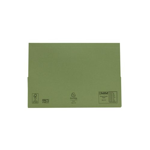 Exacompta Guildhall Legal Double Pocket Wallet Foolscap Green (Pack of 25) 214-GRN