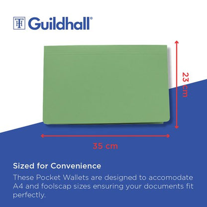 Exacompta Guildhall Full Flap Pocket Wallet Foolscap Green (Pack of 50) PW2-GRN