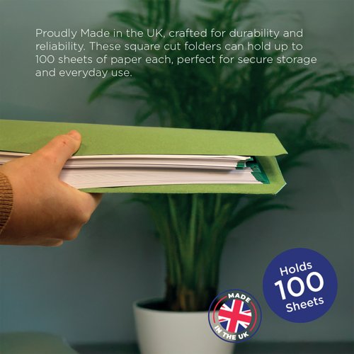 Exacompta Guildhall Square Cut Folder 315gsm Foolscap Green (Pack of 100) FS315-GRNZ