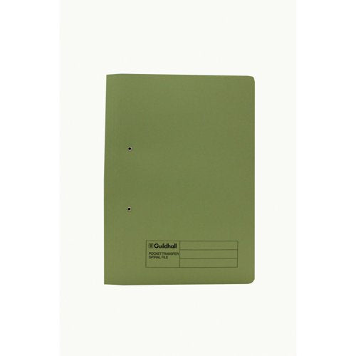 Exacompta Guildhall Right Hand Transfer Spiral Pocket File Foolscap Green (Pack of 25) 211/90662Z
