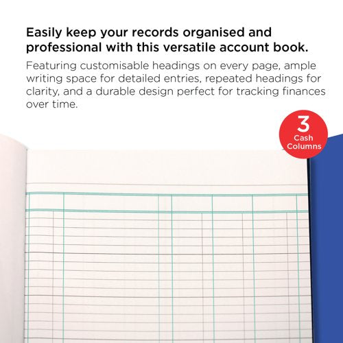 Exacompta Guildhall Account Book 80 Pages 3 Cash Columns 31/3 1015