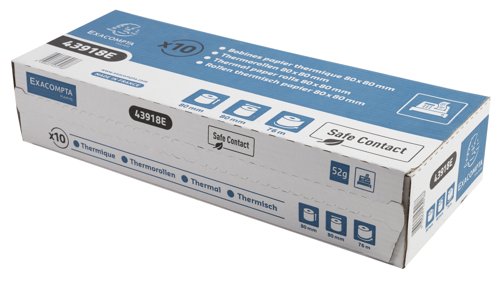 Exacompta Safe Contact Credit Card Receipt Roll 80mmx80mmx76m (Pack of 10) 43918E