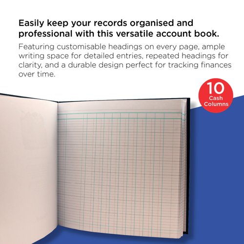 Exacompta Guildhall 10 Cash Columns Account Book 80 Pages 51/10 1330