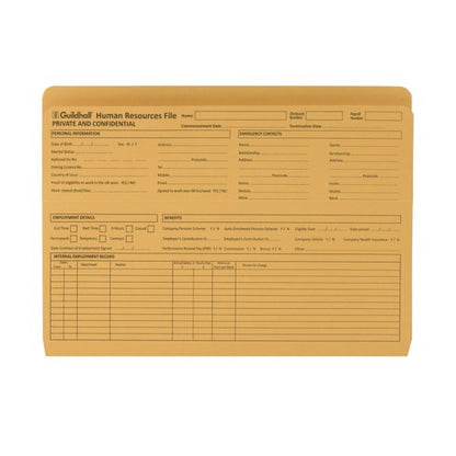 Exacompta Guildhall Pre-Printed Human Resources File 315gsm Yellow (Pack of 50) 211/1300Z