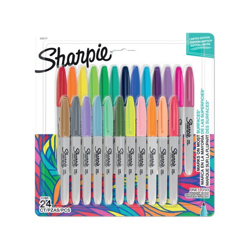 Sharpie Permanent Markers Fine Colouring Pens Assorted (Pack of 24) 2205177