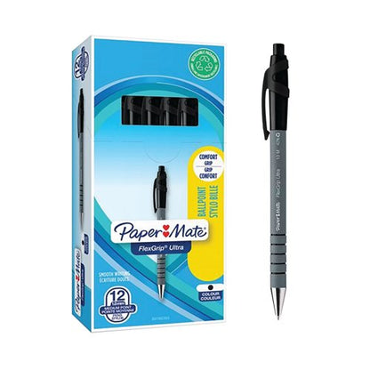 PaperMate Flexgrip Ultra Retractable Ballpoint Pen Medium Black (Pack of 12) S0190393