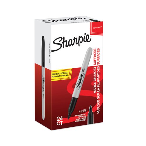 Sharpie Permanent Markers Fine Black (Pack of 24) 2077128