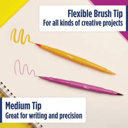 Paper Mate Flair Dual Felt Tip Brush + Medium Tip Assorted (Pack of 8) 2199386