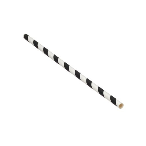 Go-Pak Paper Straw 200mm x 6mm Black/White Striped (Pack of 5000) D22033