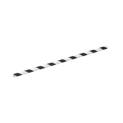 Go-Pak Paper Straw 200mm x 6mm Black/White Striped (Pack of 5000) D22033