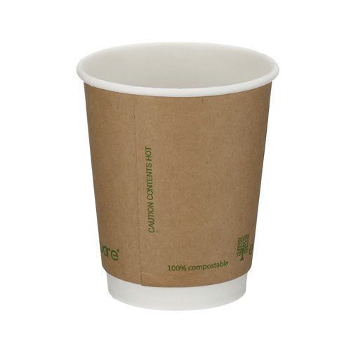Go-Pak Double Wall Coffee Cup PLA Lined 8oz Kraft (Pack of 500) B04012