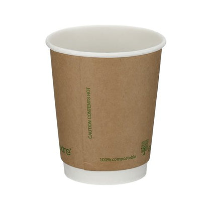 Go-Pak Double Wall Coffee Cup PLA Lined 8oz Kraft (Pack of 500) B04012