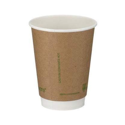 Go-Pak Double Wall Coffee Cup PLA Lined 12oz Kraft (Pack of 500) B04013