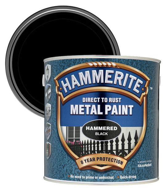 Hammerite Direct To Rust Metal Paint - Hammered Black Finish 250Ml