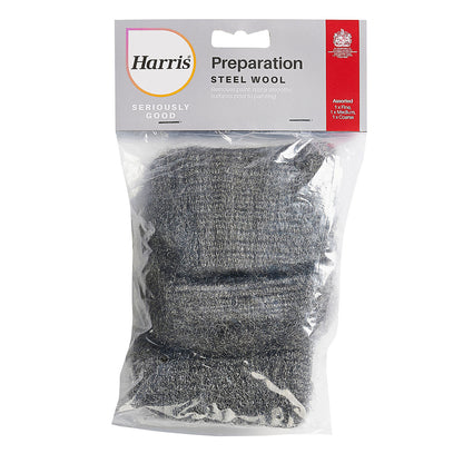 Harris 102064324 Seriously Good Steel Wool, Grey. 3 Grades Per pack