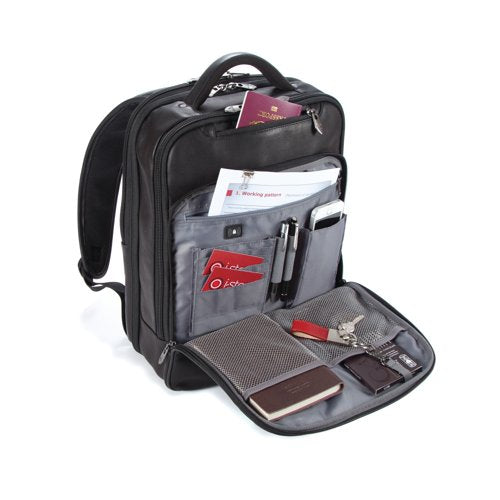 Falcon Laptop Backpack Full Grain Luxury Leather Black FI6705