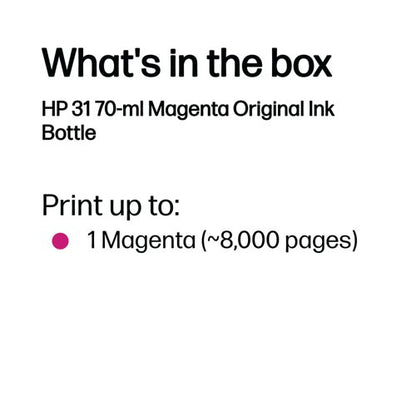 HP 31 Original Ink Bottle 70-ml Magenta 1VU27AE