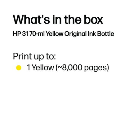 HP 31 Original Ink Bottle 70-ml Yellow 1VU28AE