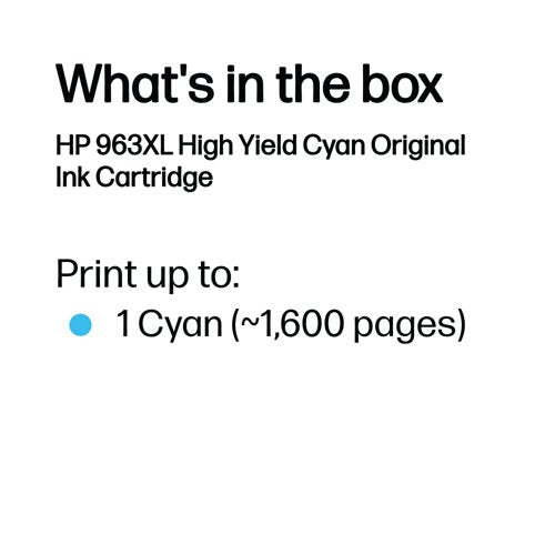 HP 963XL Original Ink Cartridge High Yield Cyan 3JA27AE